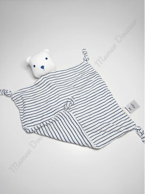 Doudou Ours Blanc Et Bleu Rayé Verbaudet - Moins D'un An, Jamais Servi - Très Bon état