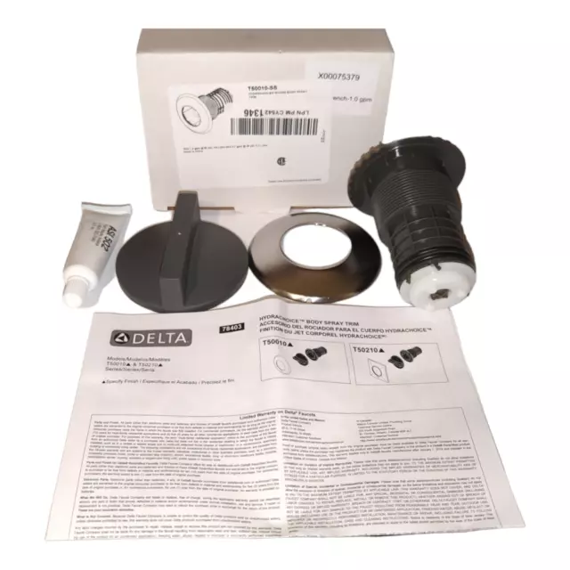 Delta Hydrachoice Acero Inoxidable Cuerpo Redondo Spray Borde T50010-SS NUEVO