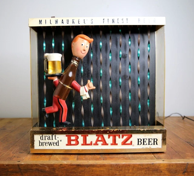 VINTAGE BLATZ BEER MOTION SIGN DISPLAY MID CENTURY BAR LIGHT 1960s ...