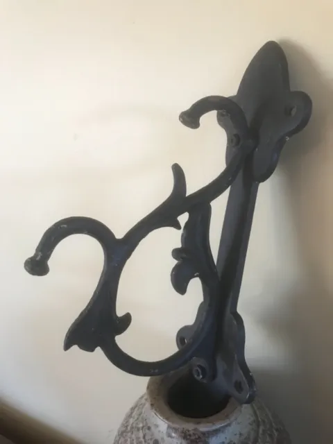 Vintage Antique  WROUGHT IRON WALL 2 HOOK  HANGER  11" tall 3