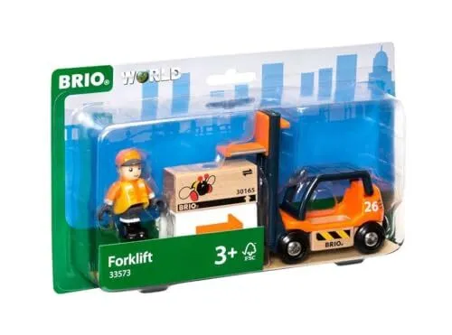 Brio World 33573 - Fork Lift - 4 Piece Wooden Toy Train Accessory for Kids Ages