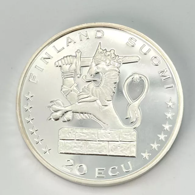 Silber Münze Finland 20 ECU 1996 Sterling Silber 925 Hanse Portti Eurooppaan#269