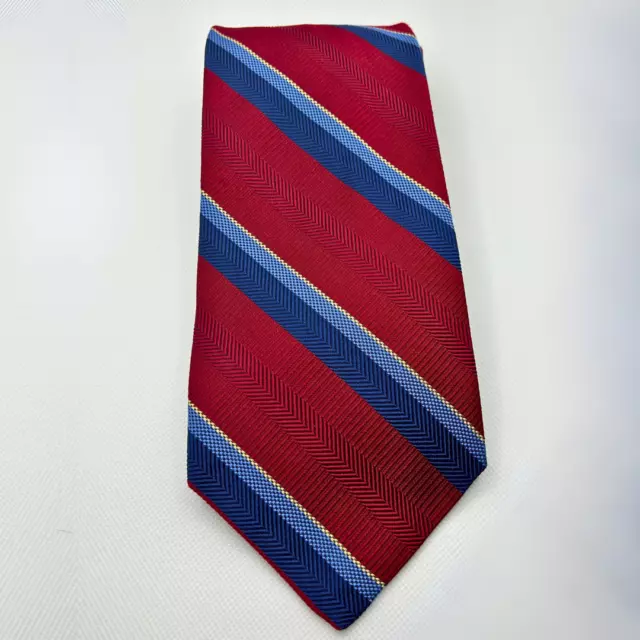 Mens Tie Silk Stripe Red Blue Robert Talbott Nordstrom Best of Class USA 63"x 4"