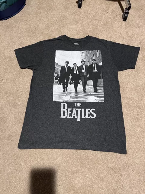 Vintage Beatles Black T-Shirt Large Size Official Merch Thrift/Rock/80s