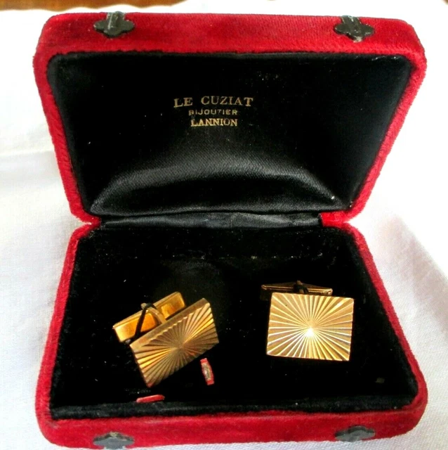 Coffret Boutons De Manchettes Vintage Années 70/80 Plaqué Or - Cadeau Homme, Parfait état