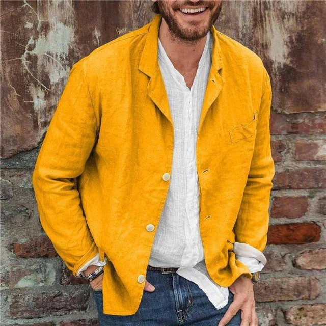 Men's Thin Cotton Linen Long Sleeve Cardigan Fashion Outwear Casual Suit Jackets