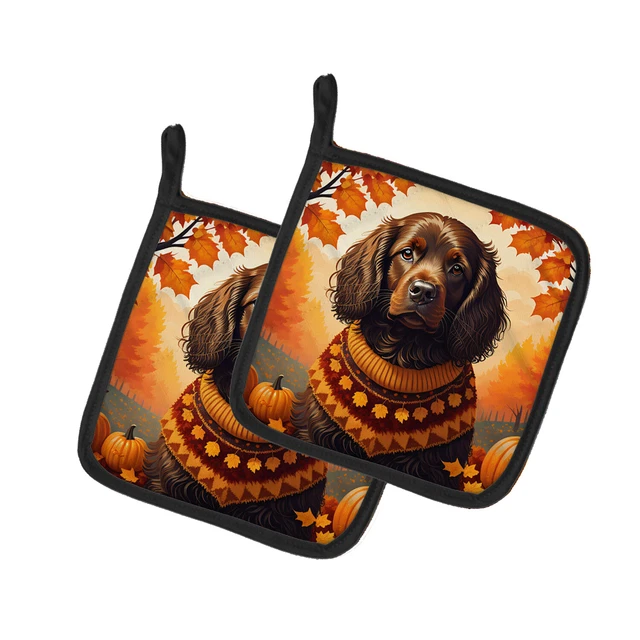 Boykin Spaniel Fall Pair of Pot Holders DAC1027PTHD