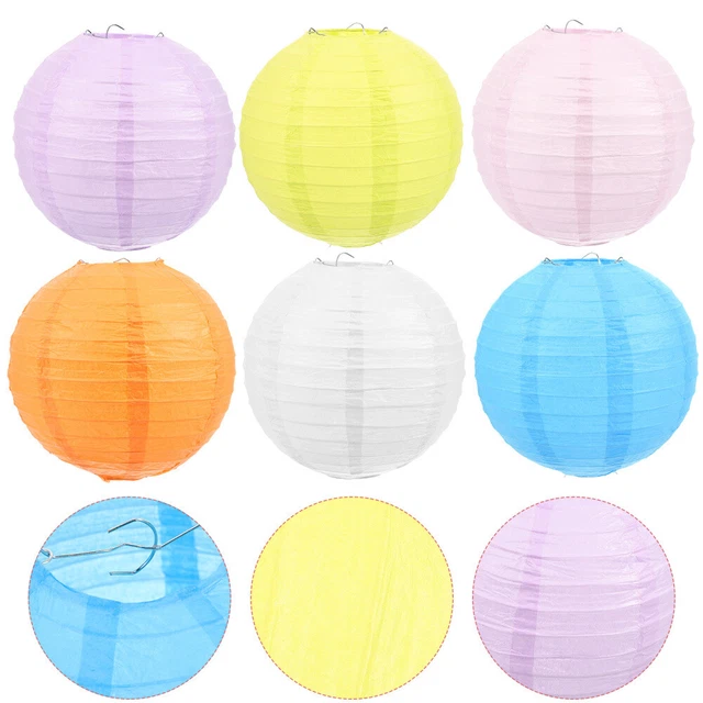 6 Pcs Coprilampada Lanterna Di Carta Ovale Arredamento Viola Decorare