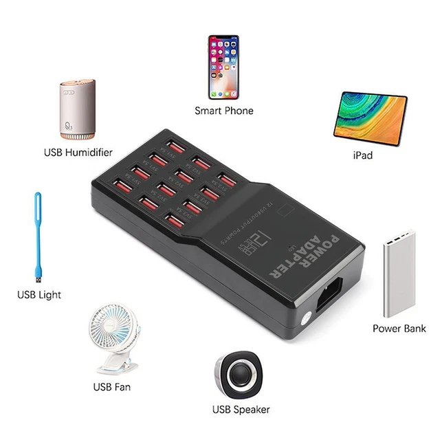Alimentation électrique Chargeur de téléphone USB 12 Port Station de recharge