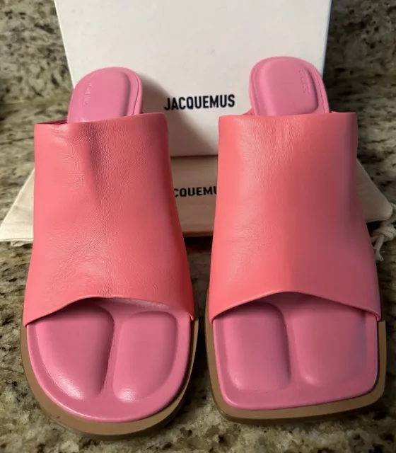 $700 Jacquemus Les Mules Slides Sandals Shoes Women’s Leather Pink Size 41 New