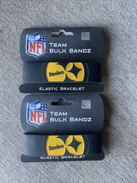 Pittsburgh Steelers NFL Team Bulk Bandz Lot Of 2 Elastic Bracelets by FOCO, NEW