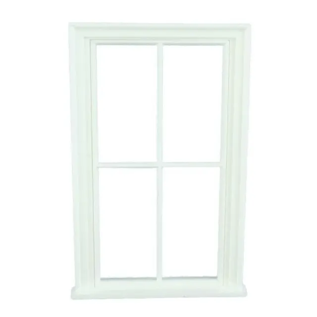 Dollhouse Miniature White Plastic Victorian Window Frame 4 Pane DIY Builders
