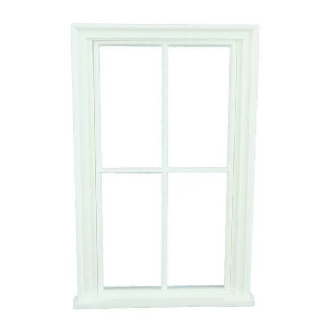 Dollhouse Miniature White Plastic Victorian Window Frame 4 Pane DIY Builders