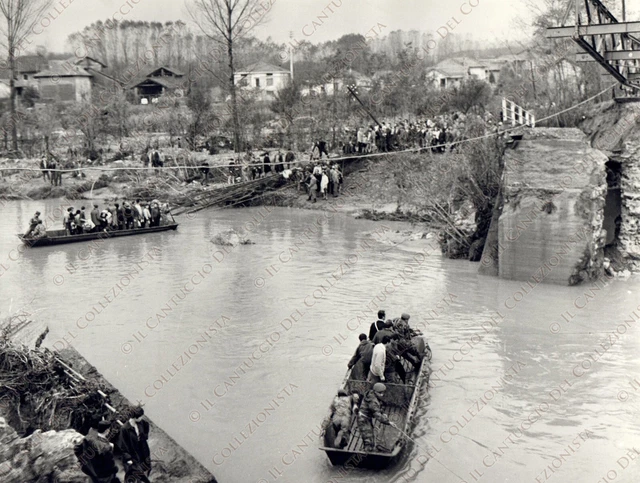 1968 SALUSSOLA alluvione ponte crollato Biella Fotografia