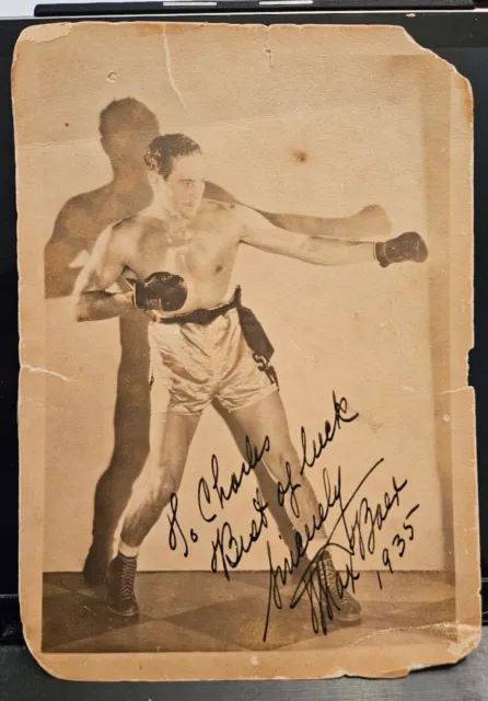 Max Baer signed autographed vintage 1935 5"x7" cardstock photo