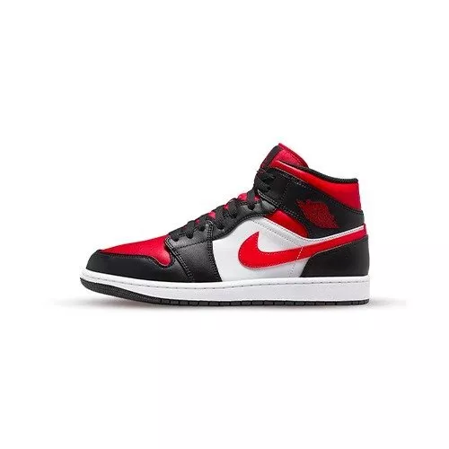 Nike Air Jordan 1 Mid Black/Fire Red - White (Gs)