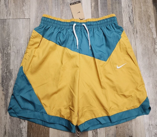 NEW NIKE DNA Woven Training Basketball Shorts Gold Teal DH7559 Above