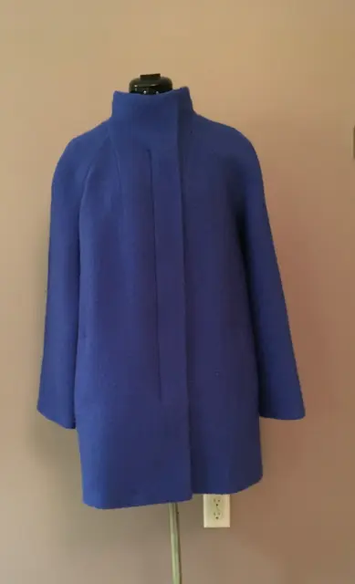 TALBOTS Women's Wool Blend Textured Lightweight Coat Jacket Blue Size 10