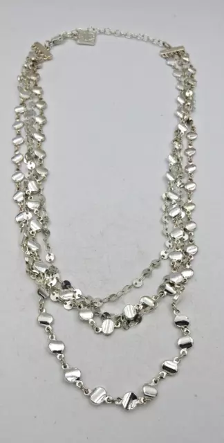 SIGNED ANNE KLEIN 19" SILVER tone multi LINK chain chunky ADJUSTABLE necklace