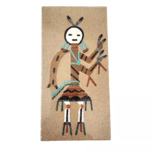 Sand Art Kachina Painting SMALL Southwest VTG Signed Navajo 3x6 Unframed Food