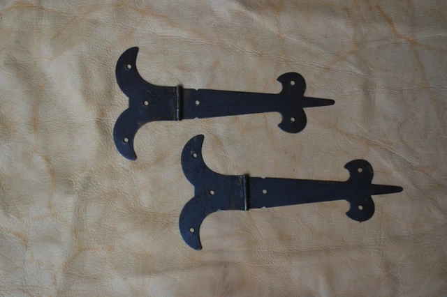 handmade iron hinges head burn rusty vintage iron door gate hinges hardware 2 pc