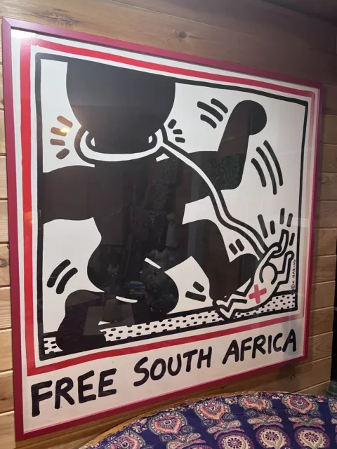 Authentic 1985 Keith Haring "Free South Africa" ​​Offset Lithograph Poster