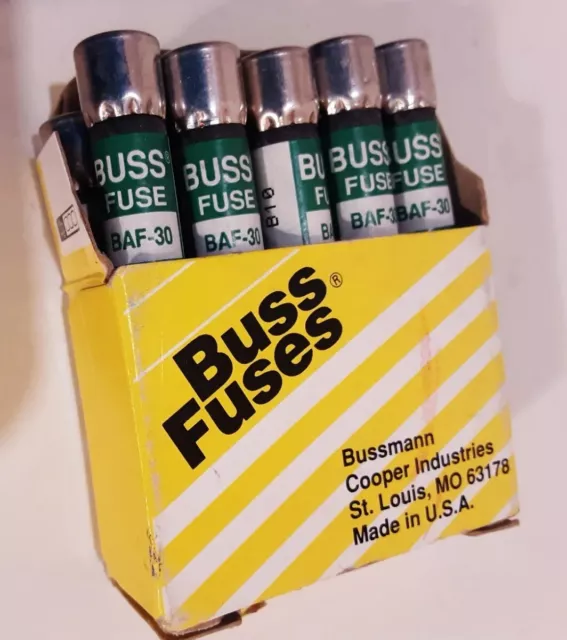 New Box Baf-30 30A Buss Bussmann Cooper Fuses Free Shipping Made In Usa