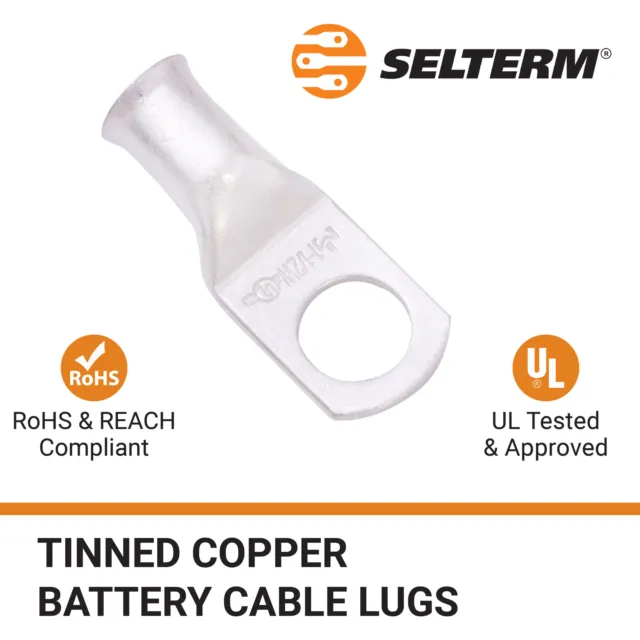 Selterm Tinned Copper Lugs Ring Terminal Marine Grade Battery Wire Welding Cable 2