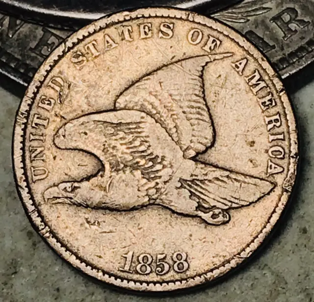 1858 Flying Eagle Cent One Penny 1C Small Letters Civil War Era US Coin CC18151