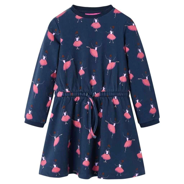 Abito da Bambina con Stampa Ballerina Blu Marino 104 vidaXL
