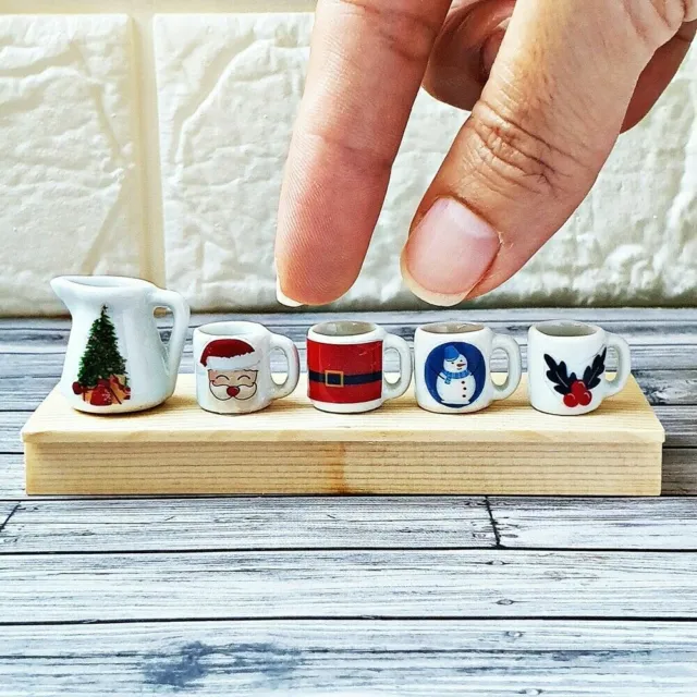 Puppenhaus-Miniatur-Keramik-Weihnachtstasse, handgefertigt, Küchenbedarf,...