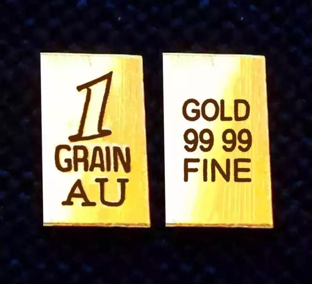 5 pack of ACB GOLD VERTICAL 1GRAIN SOLID 24k BULLION BARS .999 FINE Au !