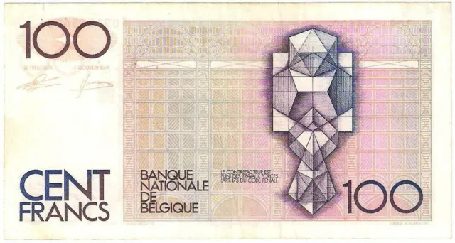 Belgium banknote - 100 cent franc - year 1982 - Hendrik Beyaert - free shipping 2