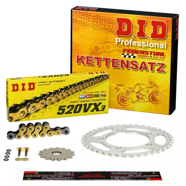 Kettensatz Honda CMX 500 Rebel (PC56) 17-23, DID X-Ring EXTRA verstärkt, gold