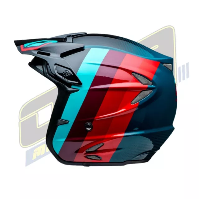 NEW Jitsie HT2 Voita Fibreglass Trials Open Face Helmet - Black / Red / Blue