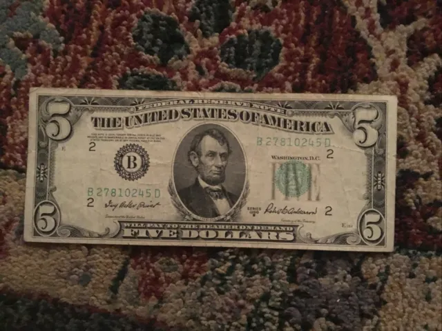 1950 Five 5 Dollar Bill Circulated Rare