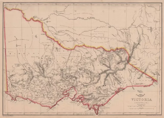 VICTORIA. Shows 1st Australian steam railway Geelong-Melbourne. WELLER 1862 map