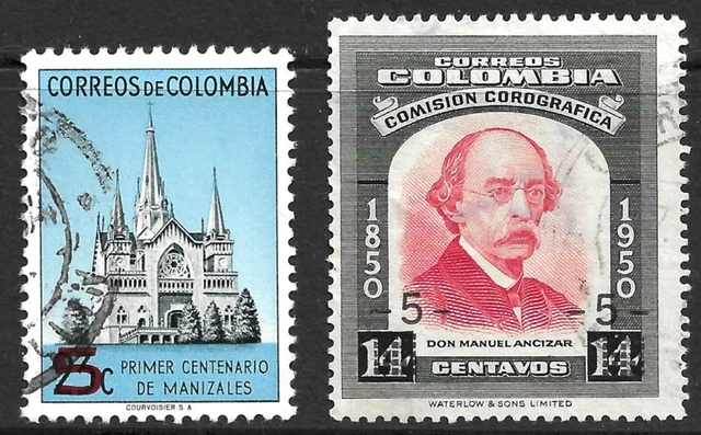 Colombia Scott #619-620 VF Used Surcharge Issued 1954