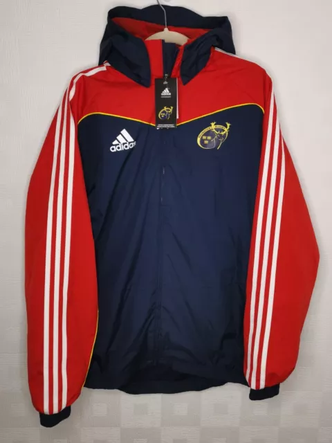 Munster Rugby Mens Size Medium (38-40) Adidas Full Zip Lightweight Hooded Jacket
