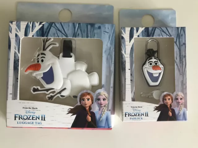 Neuf Disney Primark Frozen 2 Olaf étiquette bagages bonhomme de neige & cadenas & jeu de clés