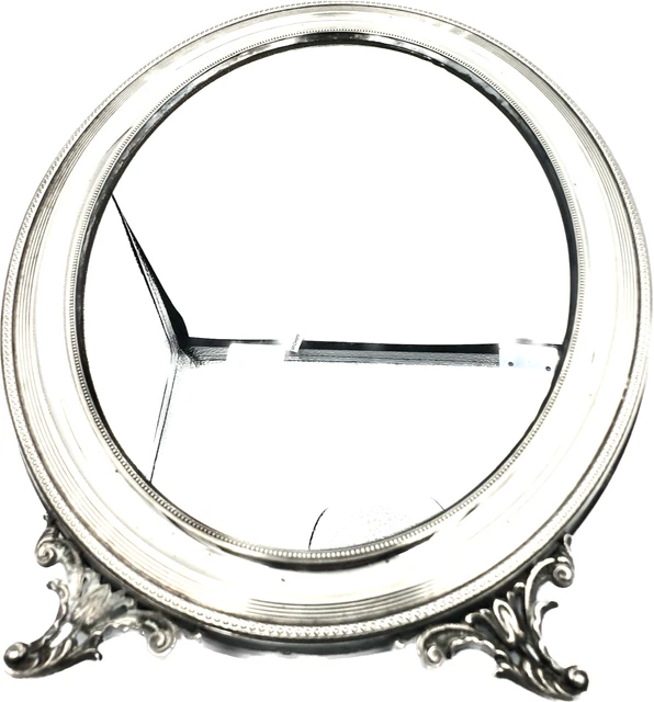 Espejo Oval Antigua Años ‘40 Italiano de Plata 800 y de Madera