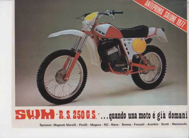 advertising Pubblicità- MOTO SWM RS 250 GS 1977- MOTOITALIANE ENDURO EPOCA