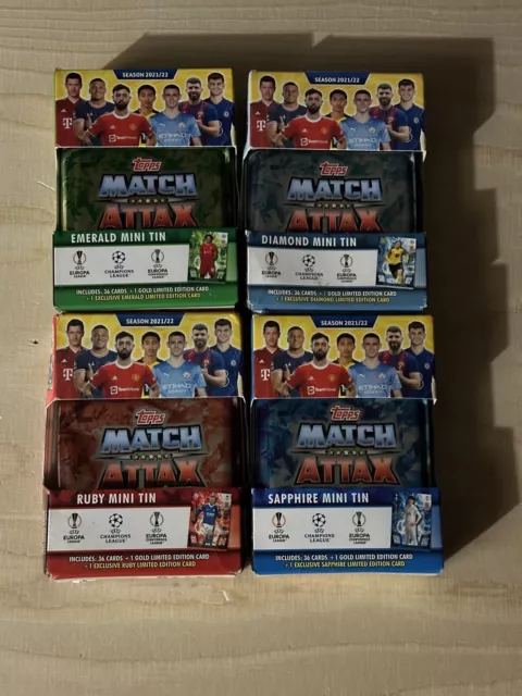 Match Attax 2021/22 21/22 Set Of All 4 Sealed Mini Tins Inc Limited Editions