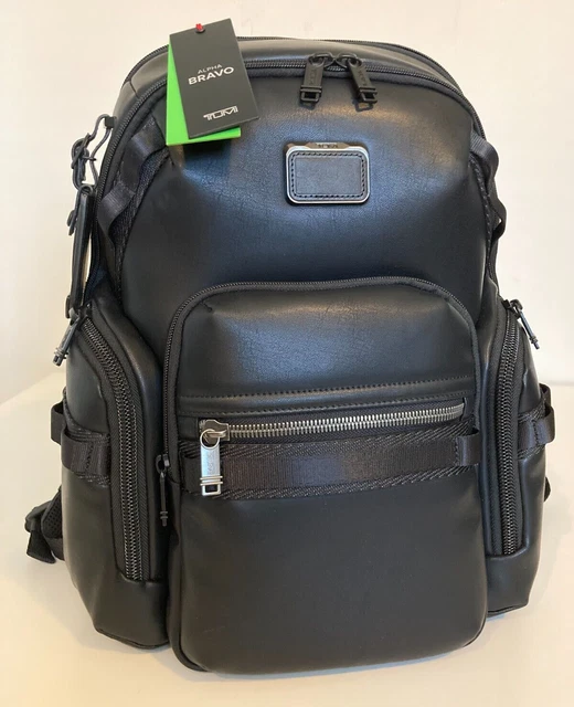 NWT Tumi LEATHER Navigation Backpack – Alpha Bravo – Black  1424971041 0932793DL