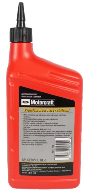 2 Quart Premium Rear Axle Lubricant OEM FORD MOTORCRAFT SAE 80W-90 3