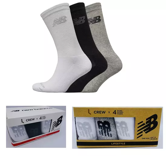 mens new balance crew socks gift box set white black grey