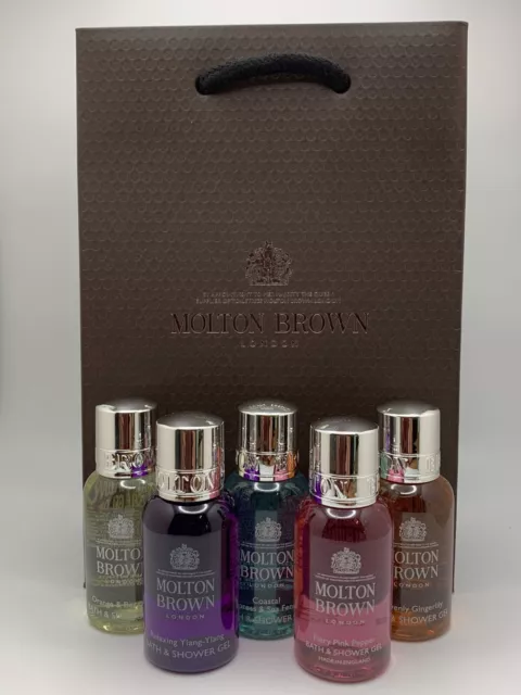 Molton Brown Ladies Shower Gel Gift Set (5 x 30ml Bottles & Gift Bag) - NEW