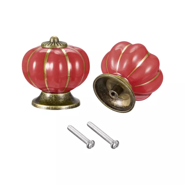 Tiradores de Cajón de Cerámica, Pomos de Forma de Calabaza 40x40mm, Rojo 2uds