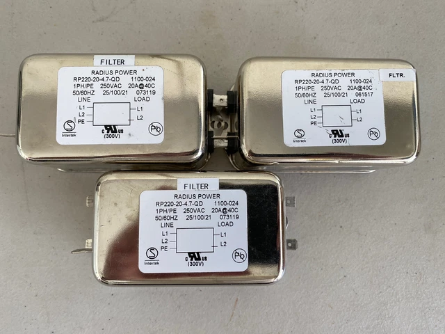 3 Pack RADIUS POWER RP220-20-4.7-QD EMI FILTER AC250V 20A 50/60HZ