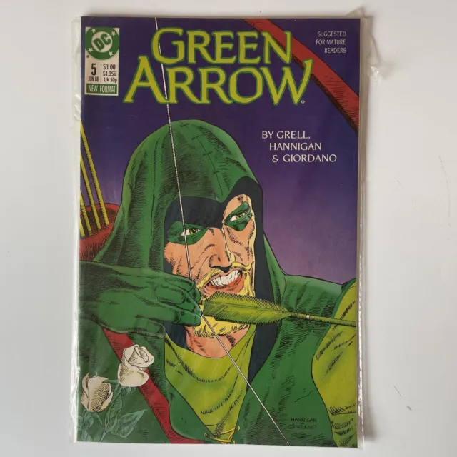 Green Arrow #5 (1988) DC Comic Book, Grell, Hannigan & Giordano, Magazine